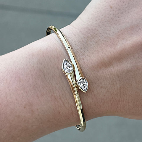 14K Yellow Gold Diamond Flexible Bangle Bracelet