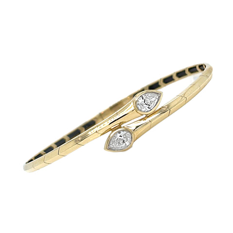 14K Yellow Gold Diamond Flexible Bangle Bracelet