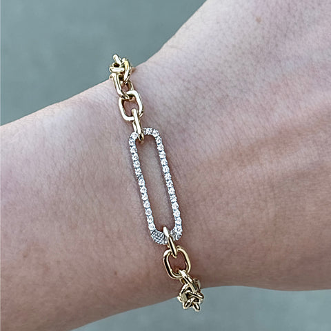 14K Yellow and White Gold Diamond Bracelet