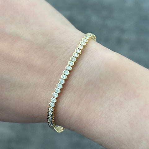 14K Yellow Gold Diamond Tennis Bracelet
