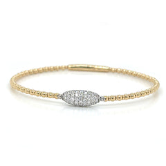 14K Yellow and White Gold Diamond Flexible Bangle Bracelet