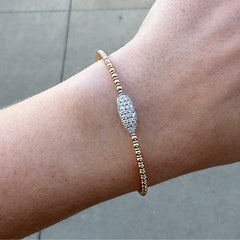 14K Yellow and White Gold Diamond Flexible Bangle Bracelet