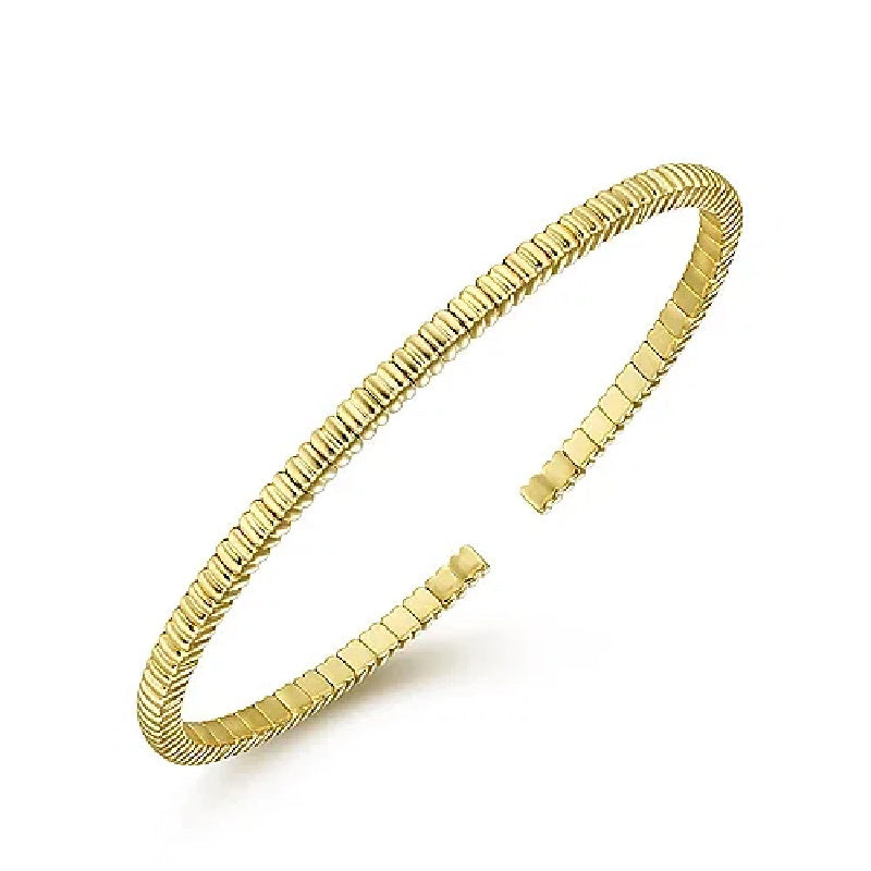 14K Yellow Gold Textured Cuff Bracelet