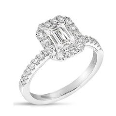 14K White Gold Emerald Cut Diamond Engagement Ring