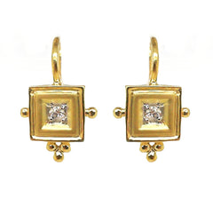 14K Yellow Gold Diamond Leverback Earrings