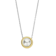 Sterling Silver and Gold Plated Imitation Pearl Necklace