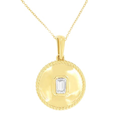 14K Yellow Gold Diamond Disc Pendant