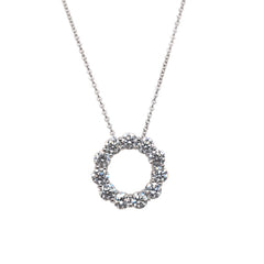 14K White Gold Diamond Circle Necklace