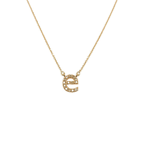 14K Yellow Gold "E" Initial Necklace