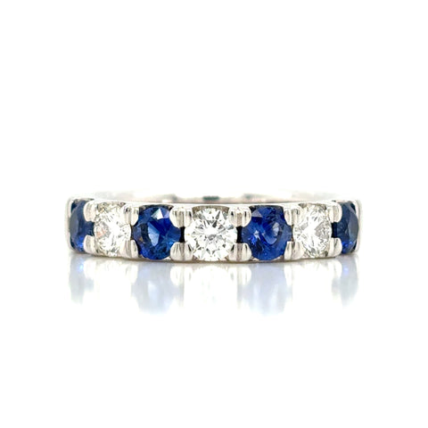 14K White Gold Sapphire and Diamond Ring