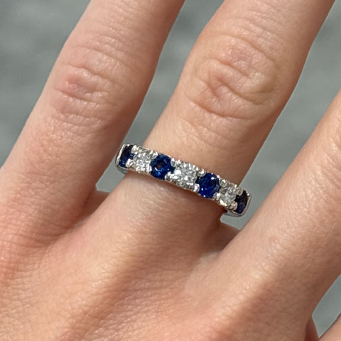 14K White Gold Sapphire and Diamond Ring