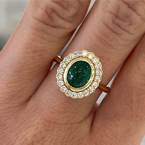 14K Yellow Gold Emerald and Diamond Ring