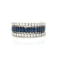 14K White Gold Sapphire and Diamond Exandable Ring