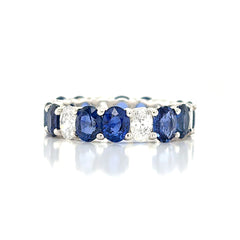 18K White Gold Sapphire and Diamond Eternity Ring