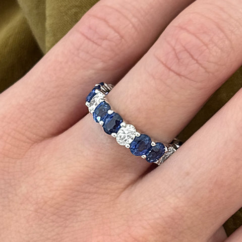 18K White Gold Sapphire and Diamond Eternity Ring