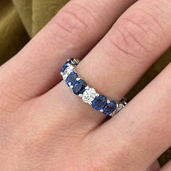 18K White Gold Sapphire and Diamond Eternity Ring