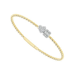 14K Yellow and White Gold Diamond Bangle Bracelet
