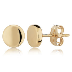 14K Yellow Gold Round Disc Stud Earrings