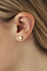14K Yellow Gold Round Disc Stud Earrings