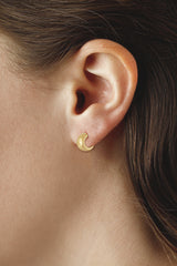 14K Yellow Gold Huggie Hoop Earrings