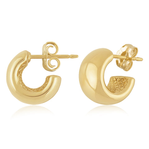 14K Yellow Gold Huggie Hoop Earrings