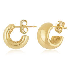 14K Yellow Gold Huggie Hoop Earrings