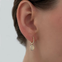 14K Yellow Gold Opal and Diamond Drop Earrings