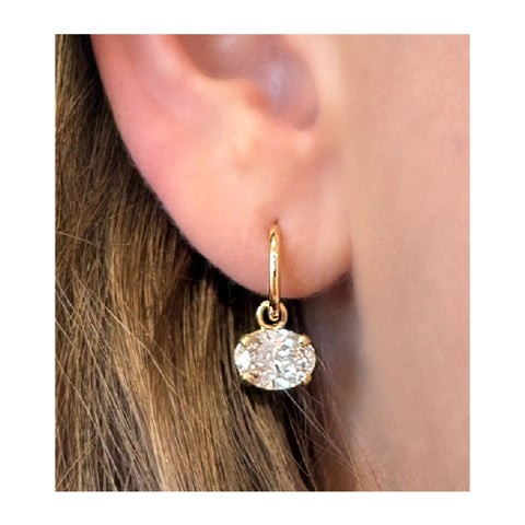 14K Yellow Gold Lab Grown Diamond Dangle Earrings