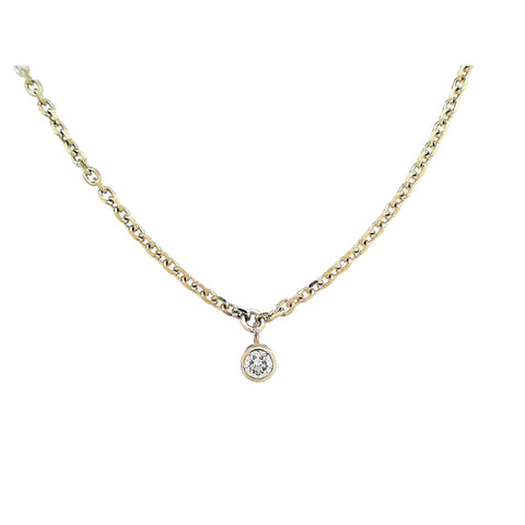 14K Yellow Gold Diamond Bezel Necklace