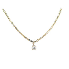 14K Yellow Gold Diamond Bezel Necklace