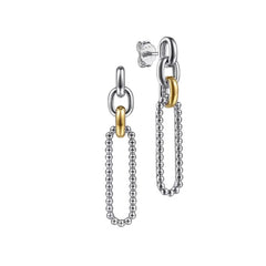 Sterling Silver and 14K Yellow Gold Dangle Earrings