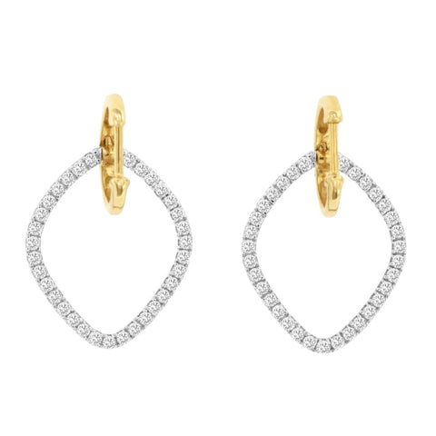 14K White and Yellow Gold Diamond Drop Earrings
