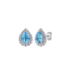 Sterling Silver BLue Topaz Stud Earrings