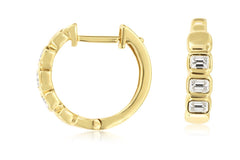 14K Yellow Gold Diamond Huggie HoopEarrings