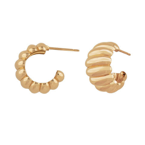 14K Yellow Gold Shrimp Hoop Earrings