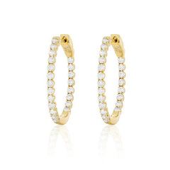 14K Yellow Gold Diamond Hoop Earrings