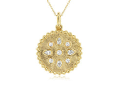 14K Yellow Gold Diamond Disc Pendant