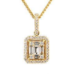 18K Yellow Gold Diamond Cluster Necklace