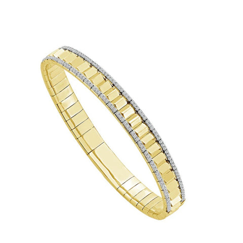 14K Yellow Gold Diamond Flexible Bangle Bracelet