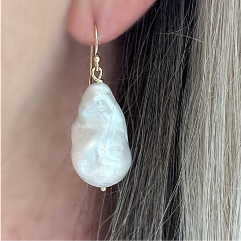 14K Yellow Gold Baroque Pearl Earrings