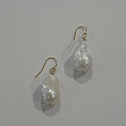 14K Yellow Gold Baroque Pearl Earrings