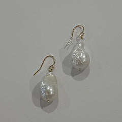 14K Yellow Gold Baroque Pearl Earrings