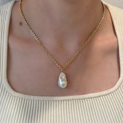 14K Yellow Gold Baroque Pearl Pendant