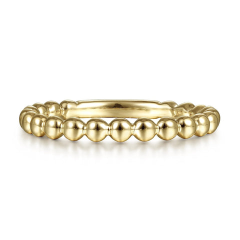 14K Yellow Gold Beaded Band