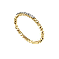 14K Yellow Gold Diamond Beaded Band