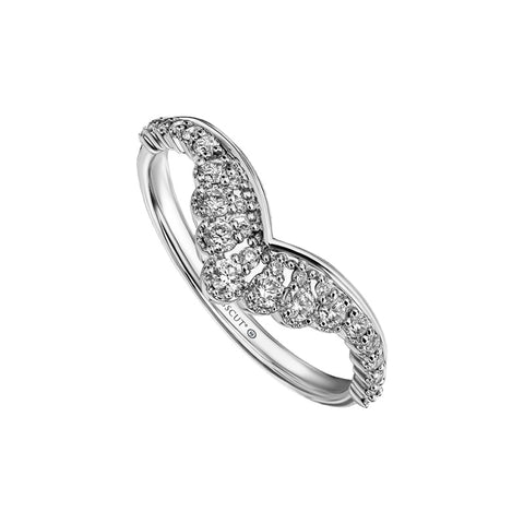 14K White Gold Diamond Chevron Ring
