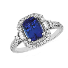 14K White Gold Tanzanite and Diamond Ring