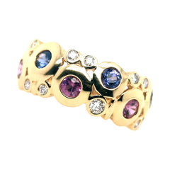 14K Yellow Gold Sapphire and Diamond Ring