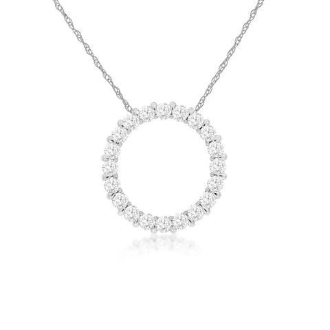 14K White Gold Diamond Circle Necklace