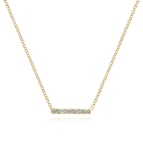 14K Yellow Gold Diamond Bar Necklace